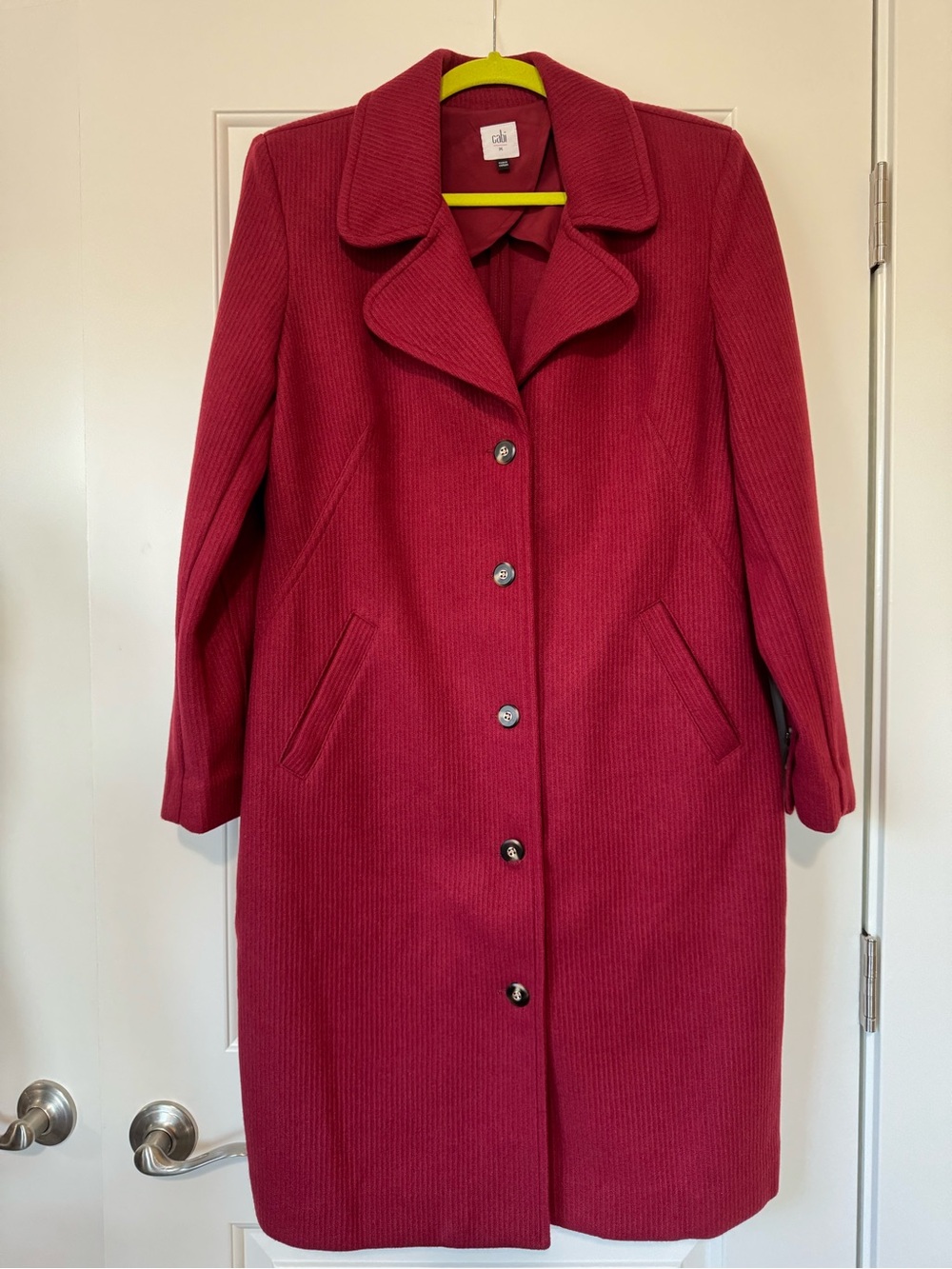 CAbi Deep Red Coming in Hot Topper Coat